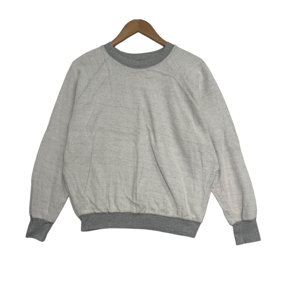 Frame Sweatshirt Top Womens Medium Gray Terry Crew Neck Pullover Classic Casual